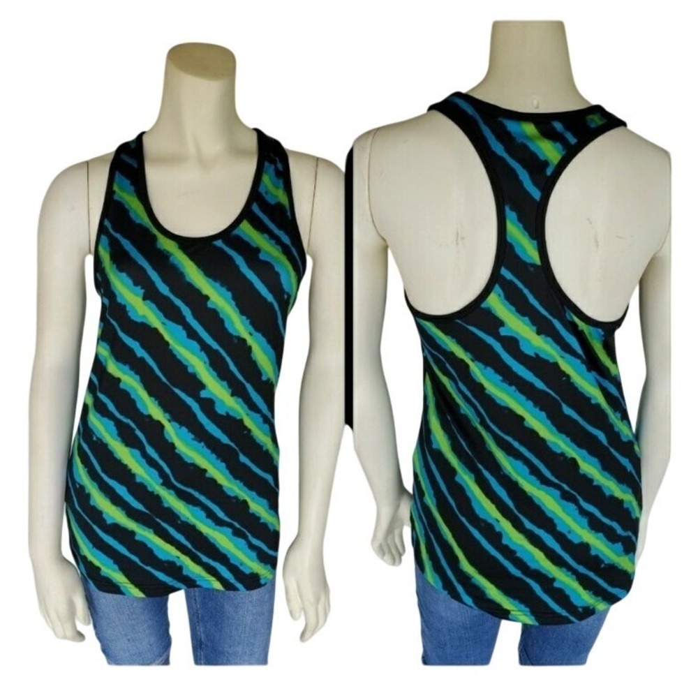 Champion Tank Top Medium Womans Green Multi Color Athletic Fitted